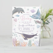 Onder het Baby shower Zee Ocean Animals Kaart (Staand voorkant)