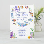 Onder het Baby shower Zee Ocean Animals Kaart (Staand voorkant)