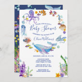 Onder het Baby shower Zee Ocean Animals Kaart (Voorkant / Achterkant)