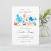 Onder het Baby shower Zee Ocean Animals Kaart (Staand voorkant)