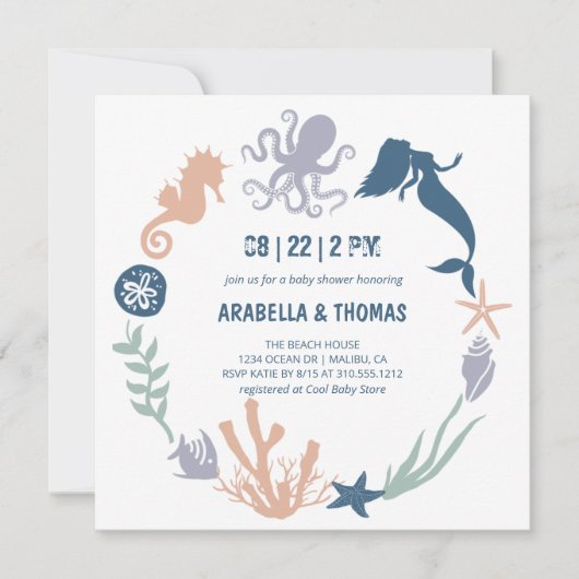 Onder het Baby shower Zee Ocean Animals Kaart (Voorkant)