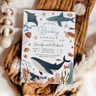 Onder het Baby shower Zee Ocean Animals Kaart