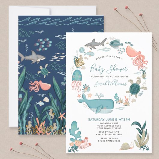 Onder het Baby shower Zee Ocean Animals Kaart