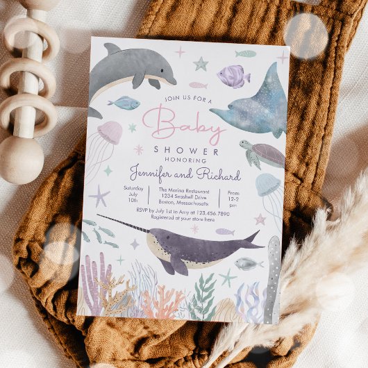 Onder het Baby shower Zee Ocean Animals Kaart