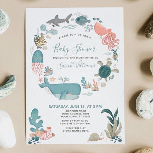Onder het Baby shower Zee Ocean Animals Kaart