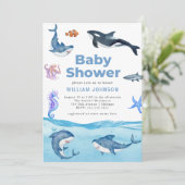 Onder het Baby shower Zee Ocean Animals Kaart (Staand voorkant)