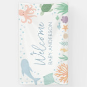 Onder het Baby shower Zee Ocean Animals Spandoek (Verticaal)
