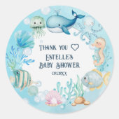 Onder het Baby shower Zee Ronde Sticker (Voorkant)