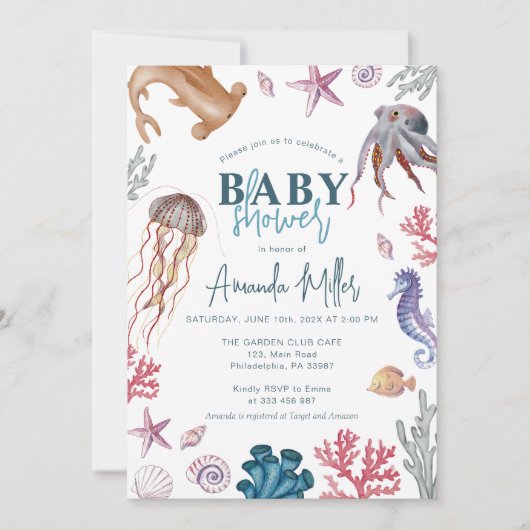 Onder het Baby shower zee Save The Date (Voorkant)