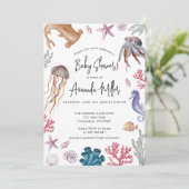 Onder het Baby shower zee Save The Date (Staand voorkant)