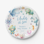Onder het Baby shower Zee vallen Papieren Bordje (Voorkant)