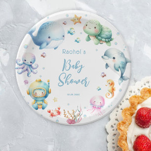 Onder het Baby shower Zee vallen Papieren Bordje