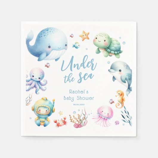 Onder het Baby shower Zee vallen Servet (Voorkant)