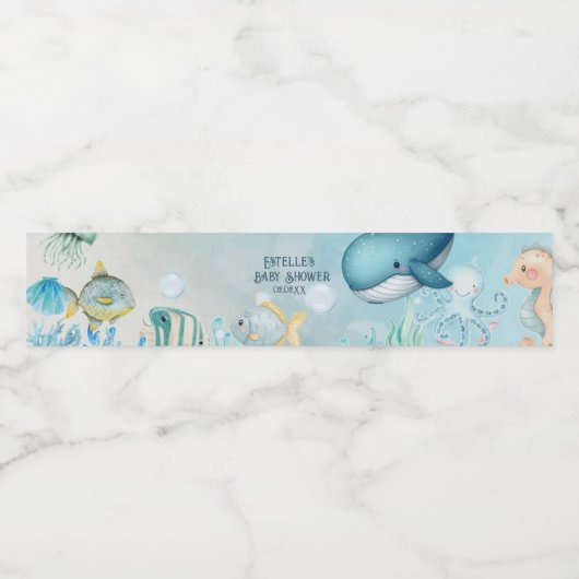 Onder het Baby shower Zee Waterfles Etiket (Enkel label)