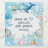 Onder het Baby shower Zee Wijn Etiket (Enkel label)