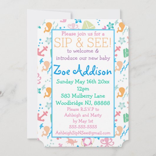 Onder het Baby van het Zee en zie Kaart (Voorkant)