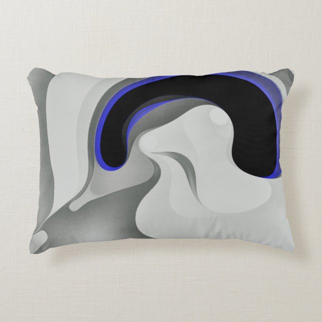 Onder het blauw: Abstract grijs, zwart & blauw Accent Kussen (Voorkant)