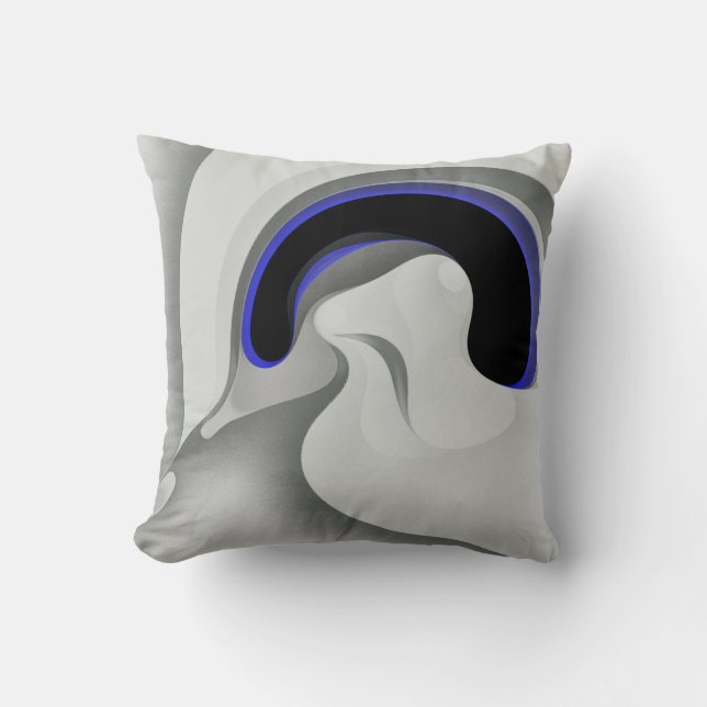 Onder het blauw: Abstract grijs, zwart & blauw Kussen (Voorkant)