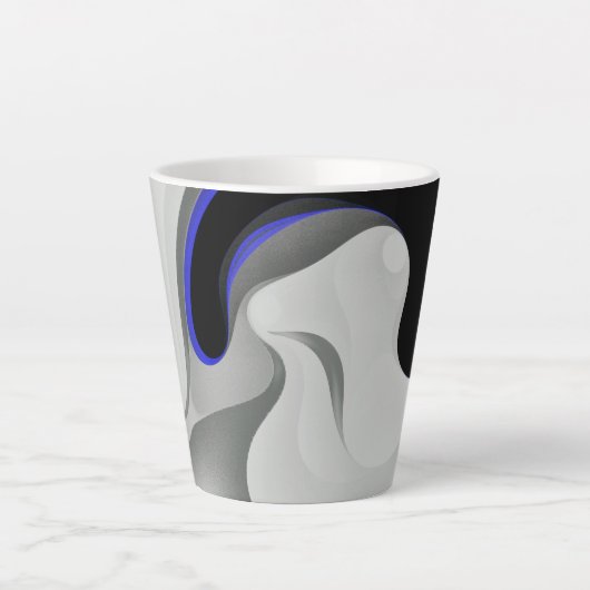Onder het blauw: Abstract grijs, zwart & blauw Latte Mok (Voorkant)