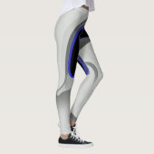 Onder het blauw: Abstract grijs, zwart & blauw Leggings (Rechts)