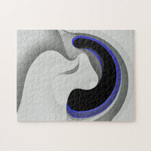 Onder het blauw: Abstract grijs, zwart & blauw Legpuzzel