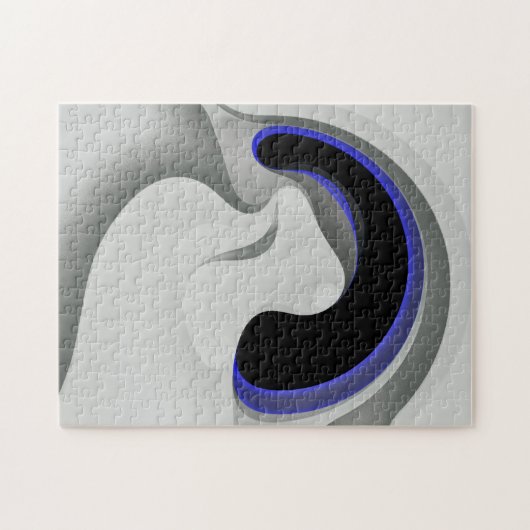 Onder het blauw: Abstract grijs, zwart & blauw Legpuzzel (Horizontaal)