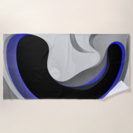 Onder het blauw: Abstract grijs, zwart & blauw Strandlaken