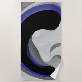 Onder het blauw: Abstract grijs, zwart & blauw Strandlaken
