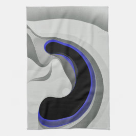 Onder het blauw: Abstract grijs, zwart & blauw Theedoek