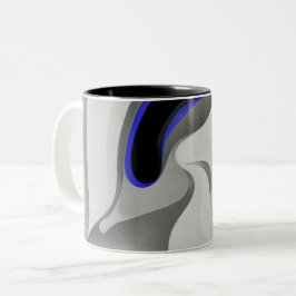Onder het blauw: Abstract grijs, zwart & blauw Tweekleurige Koffiemok