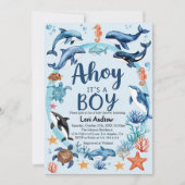 Onder het Blauwe Zee Ahoy is het een Jongen Baby s Kaart (Voorkant)