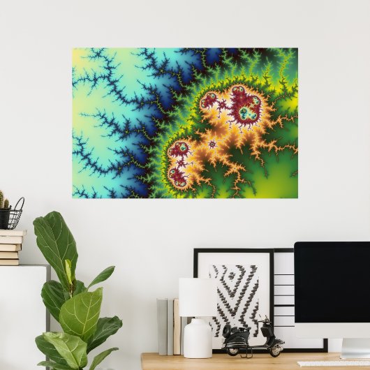 Onder het bos - fractaal Poster (Thuiskantoor)