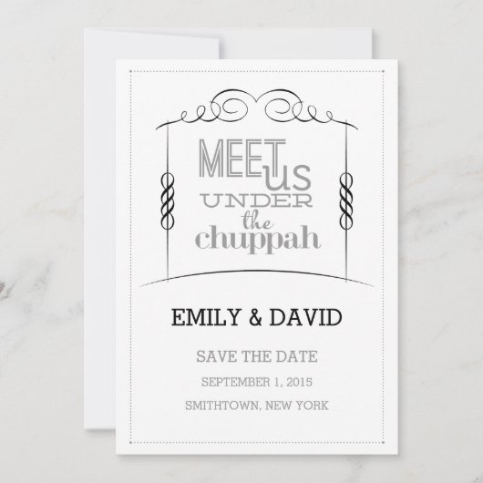 Onder het Joodse huwelijk Chuppah, sla de datum op Save The Date (Voorkant)