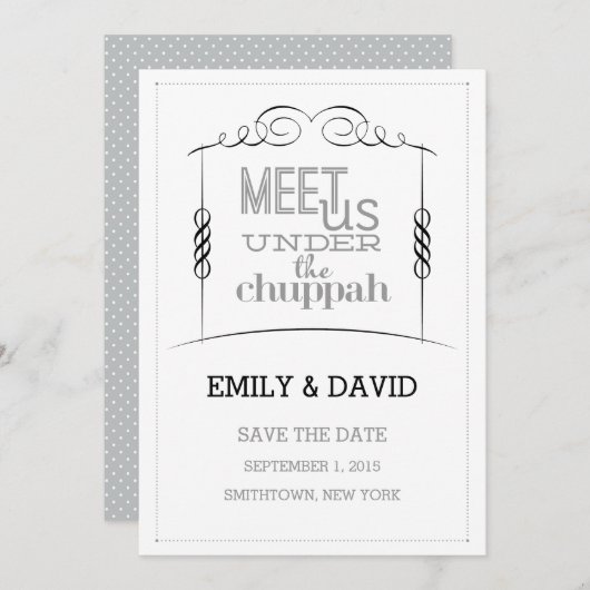 Onder het Joodse huwelijk Chuppah, sla de datum op Save The Date (Voorkant / Achterkant)
