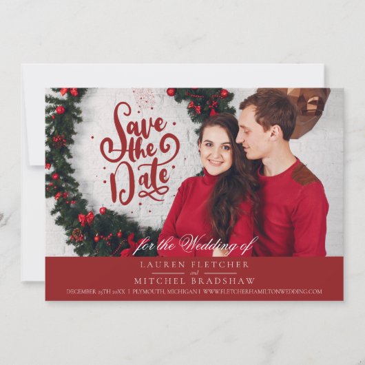 Onder het kersthuwelijk Mistletoe Save The Date (Voorkant)
