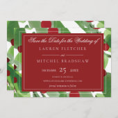 Onder het kersthuwelijk Mistletoe Save The Date (Voorkant / Achterkant)