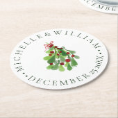 Onder het kersthuwelijk.. ronde kartonnen onderzetter (Gebogen)