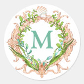 Onder het Lijst Shell van het Zee met zeewier Ronde Sticker (Voorkant)