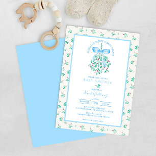 Onder het Mistletoe Christmas Boy Baby shower Kaart