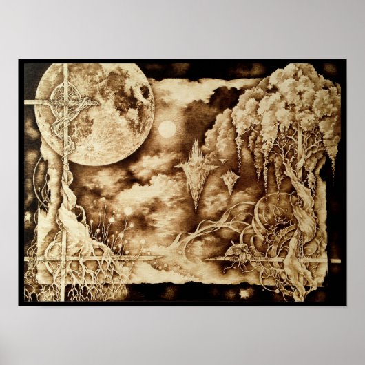 Onder het moonlight - Poster voor pyrografie (Voorkant)