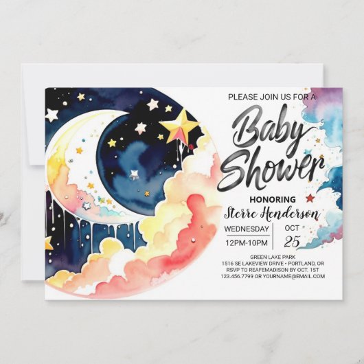 Onder het Night Sky Baby shower Kaart (Voorkant)