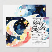 Onder het Night Sky Baby shower Kaart (Voorkant / Achterkant)