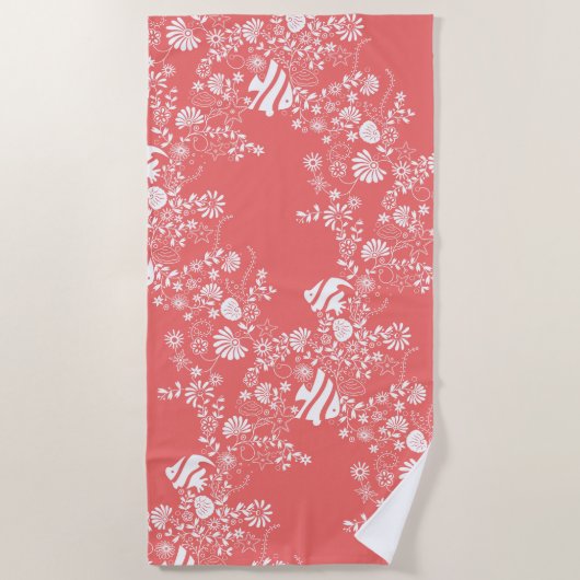 Onder het Ocean Coral Pattern Strandlaken (Voorkant)