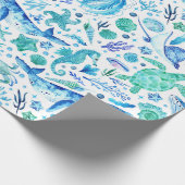 Onder het Patroon van de Waterverf van het Zee Cadeaupapier (Hoek)