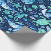 Onder het Patroon van de Waterverf van het Zee Cadeaupapier (Hoek)