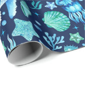 Onder het Patroon van de Waterverf van het Zee Cadeaupapier (Rol Hoek)