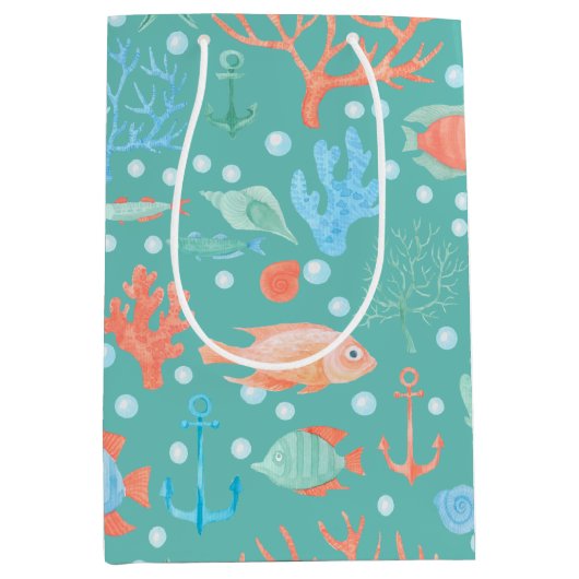 Onder het Patroon van de Waterverf van het Zee Medium Cadeauzakje (Voorkant)