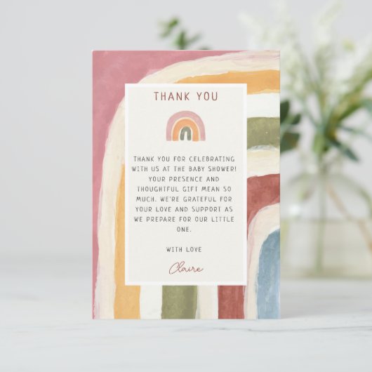 Onder het Regenboog Baby shower Boho Bedankt (Staand voorkant)