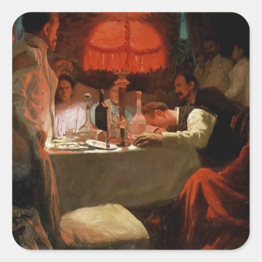 Onder het Rode Licht, c.1910 Vierkante Sticker (Voorkant)