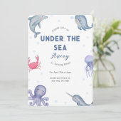 Onder het thema Zee kinderen Birthday Party Kaart (Staand voorkant)